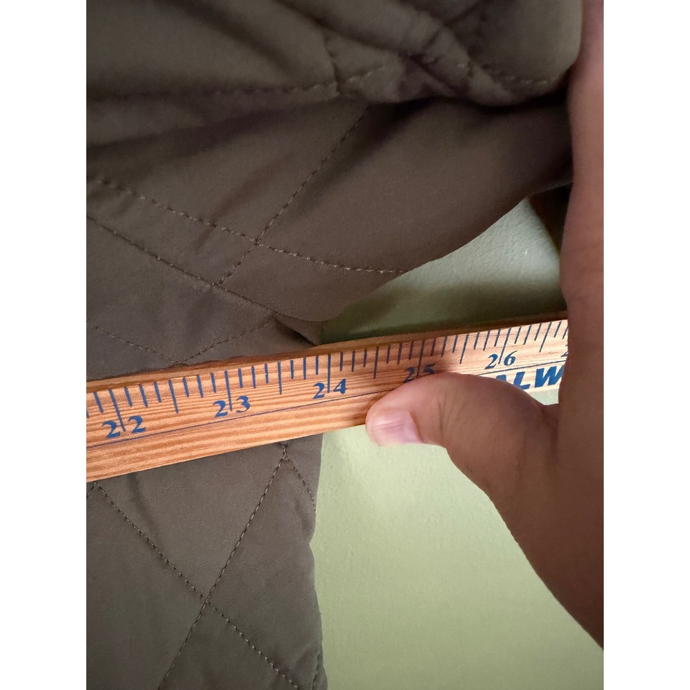 Tommy Hilfiger Womens XL Quilted Snap Front Jacket Taupe Green Crest Logo Coat - Picture 7 of 9